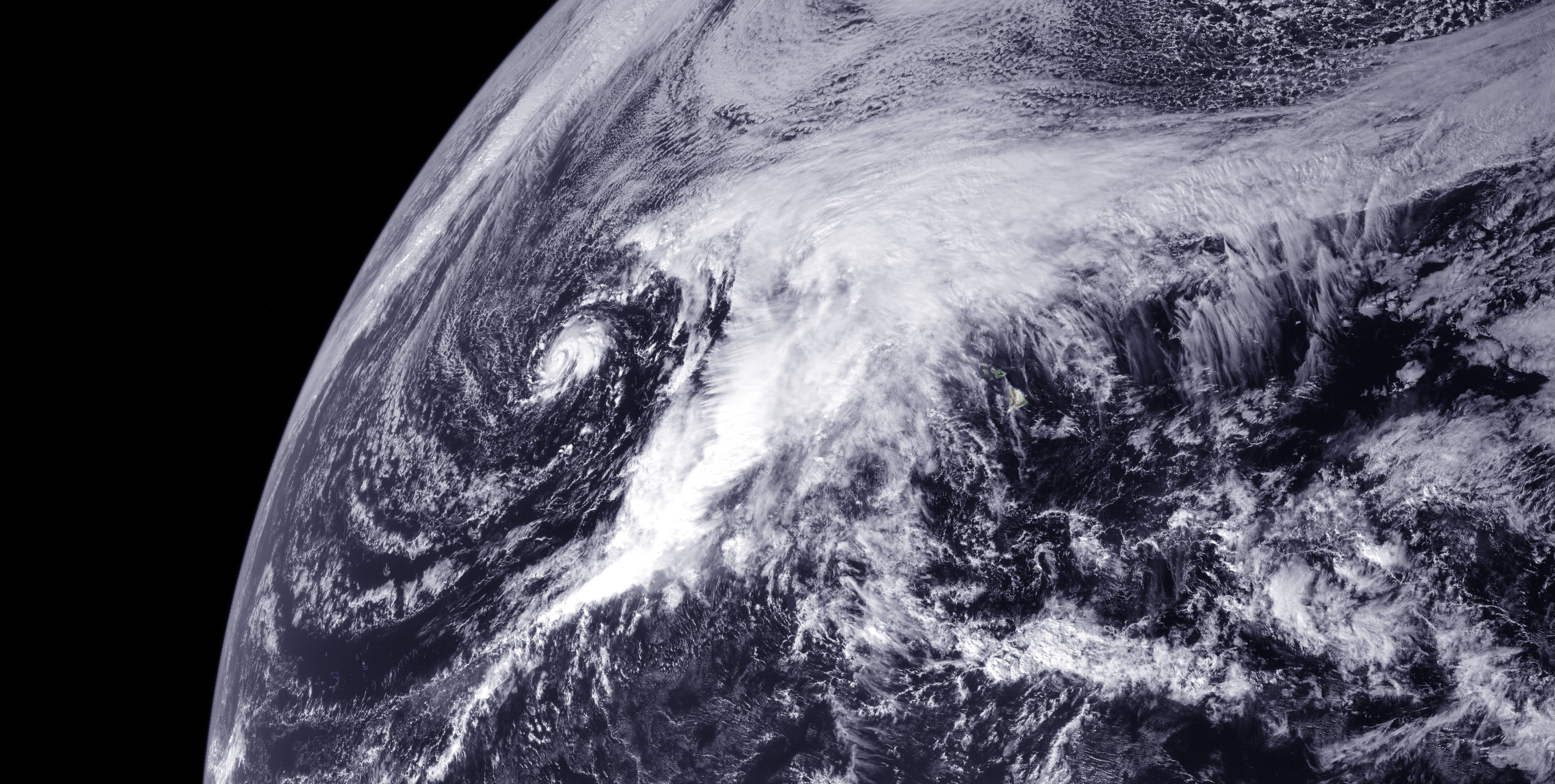 Satellite image of Kona storm system near Hawaii