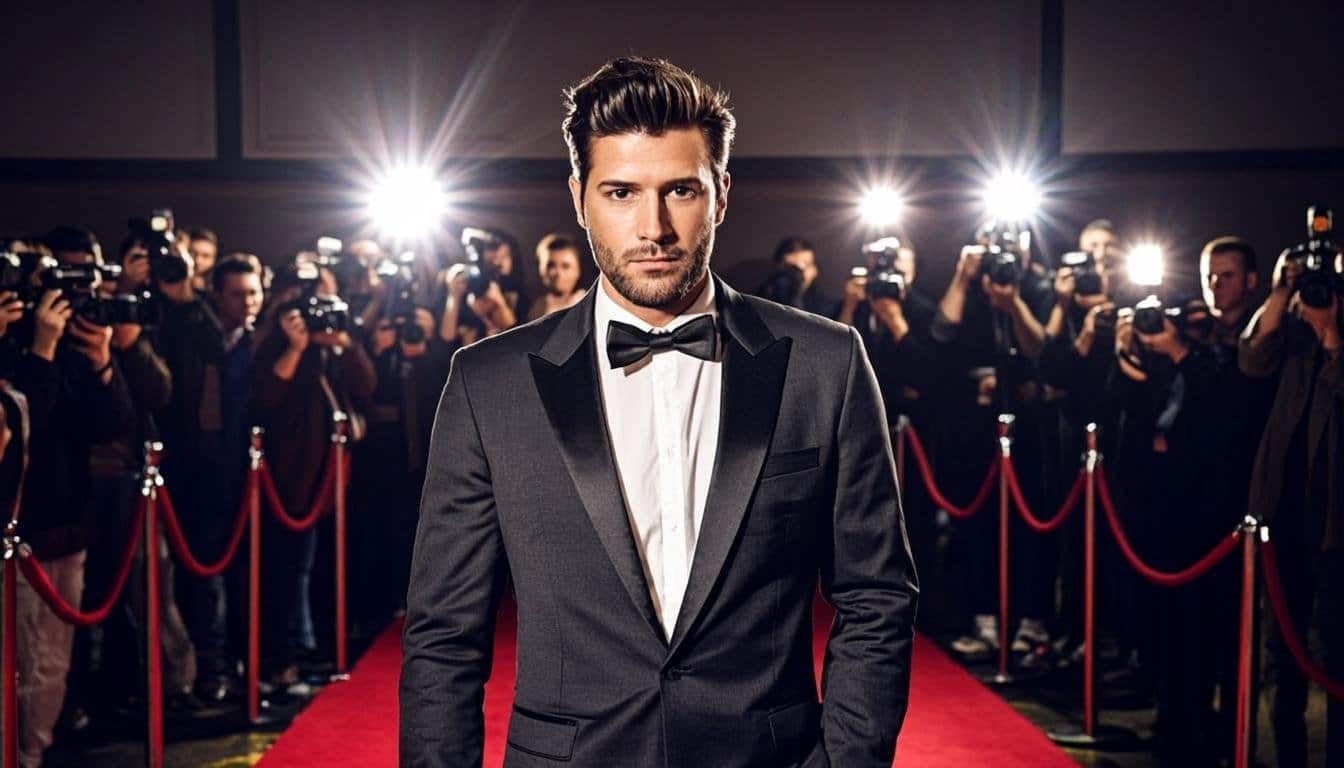 Brett Eldredge at CMA Awards red carpet in elegant suit
