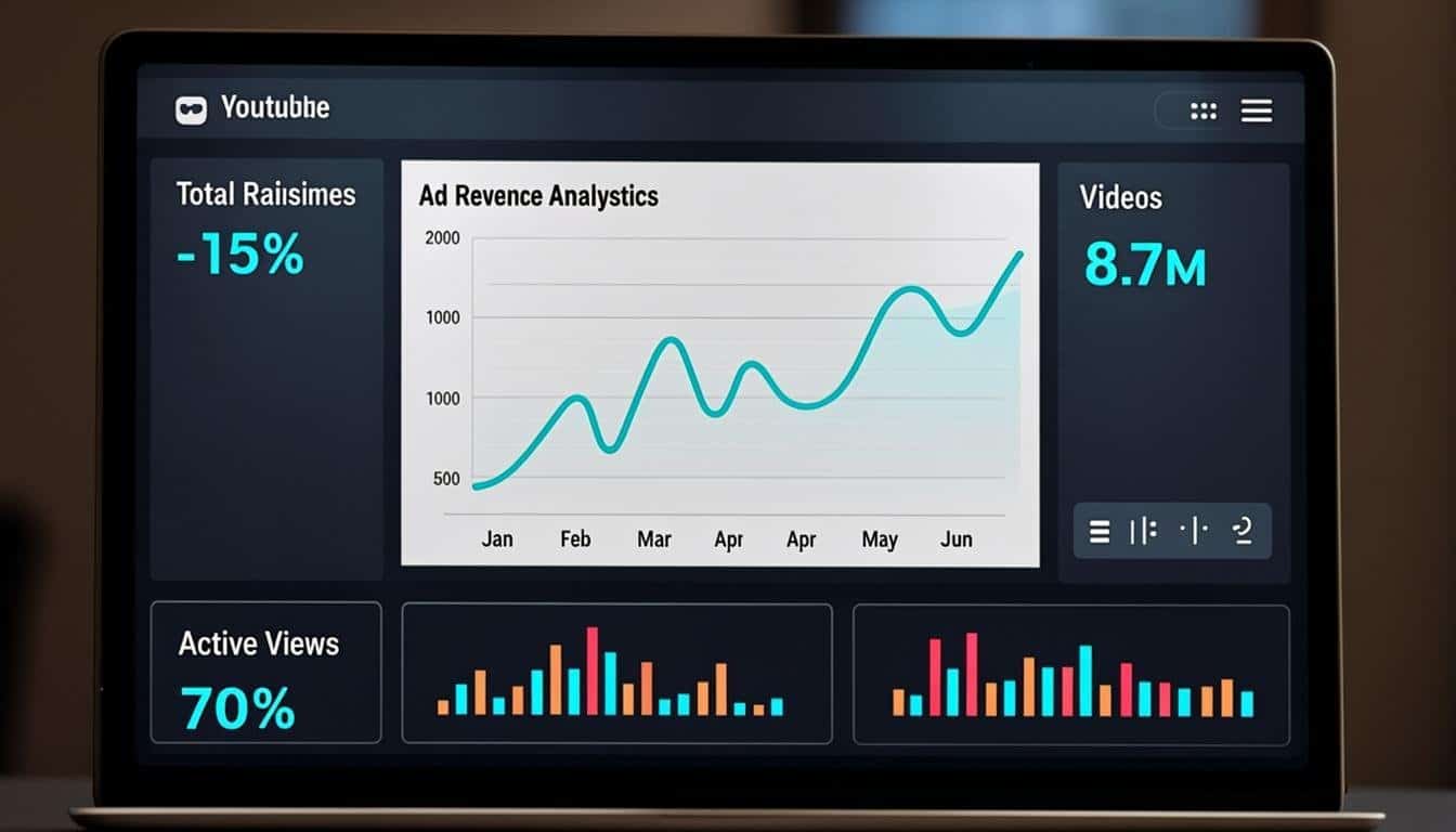 YouTube monetization dashboard showing ad revenue and earnings analytics