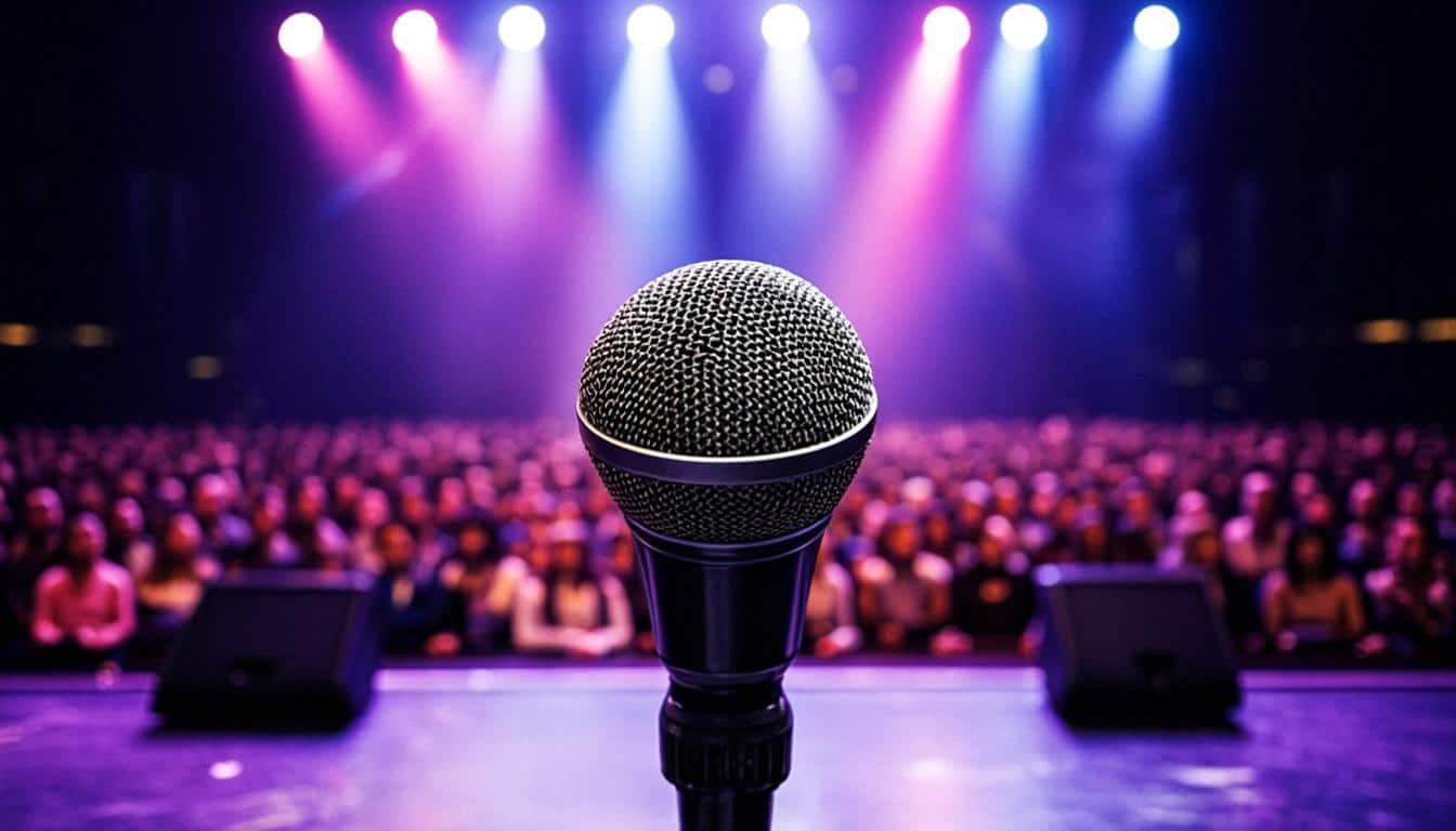Rap concert arena with stage lights