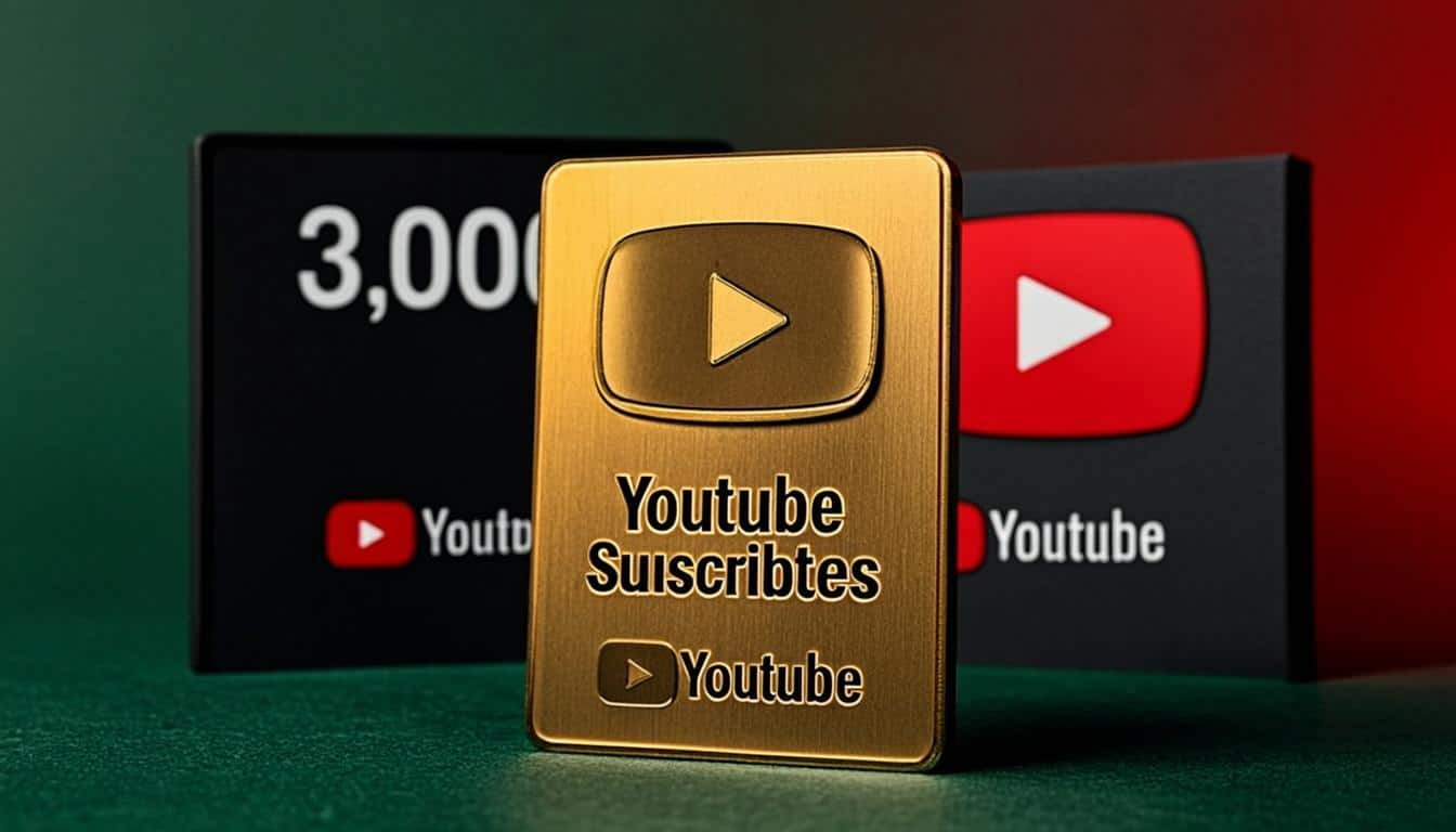 YouTube milestone celebration with play button awards