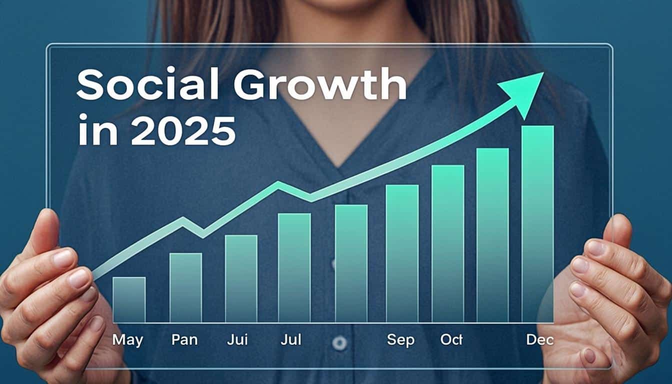 Social media analytics dashboard with growth charts