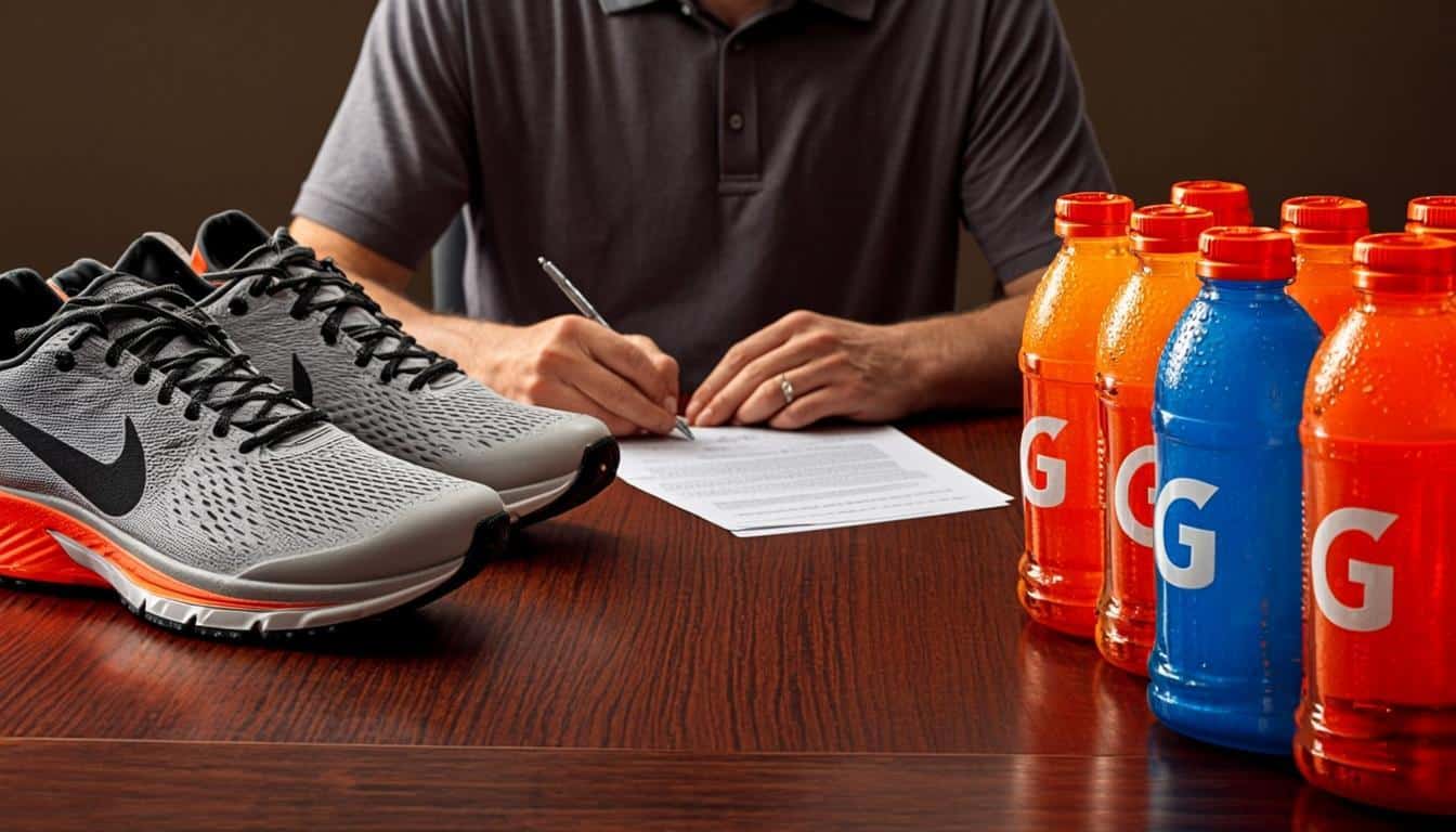Sports endorsement contract signing with Nike and Gatorade products
