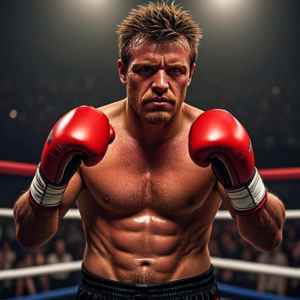 Canelo Alvarez in boxing ring championship fight