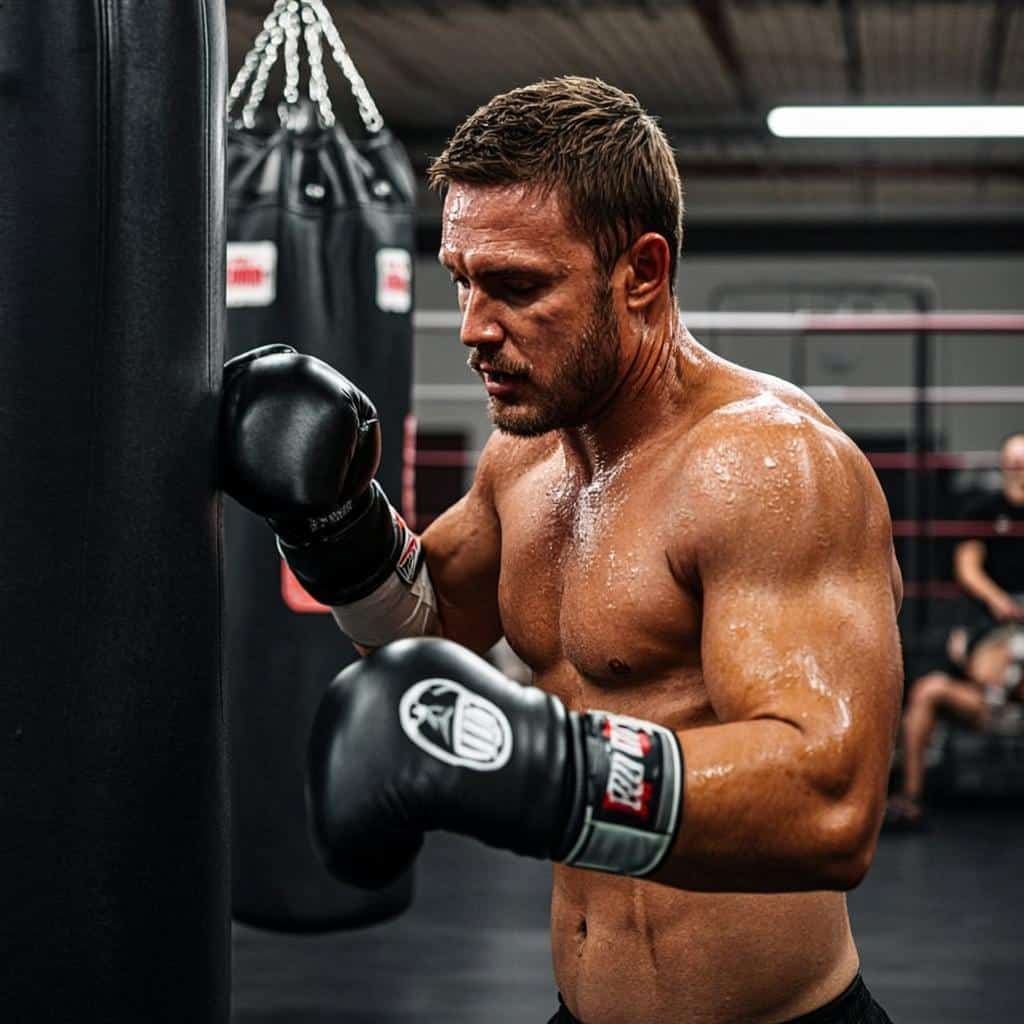 Canelo Alvarez training in boxing gym