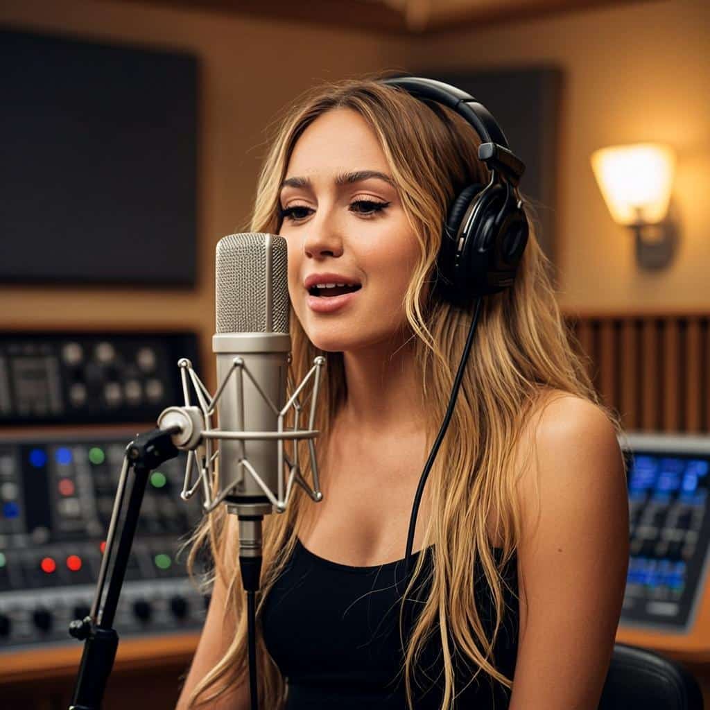 Sabrina Carpenter in recording studio